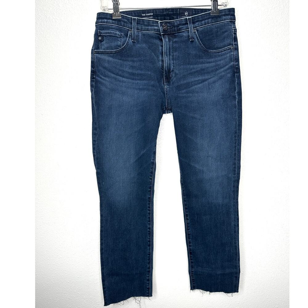 AG Dark Wash The Harper Essential Straight Raw Hem Jeans 29